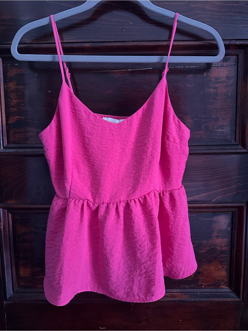 Women’s Hot Pink Spaghetti Strap Peplum Top
